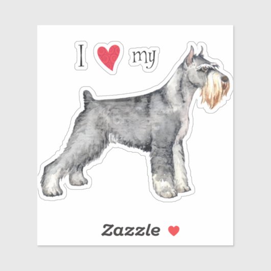 J'aime mon Sticker standard Schnauzer Vinyl (Feuille)