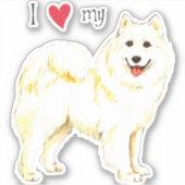 J'aime mon Sticker Vinyl Samoyed (Devant)