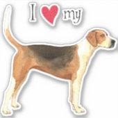 J'aime mon sticker vinyle Foxhound américain (Devant)