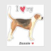 J'aime mon sticker vinyle Foxhound américain (Feuille)