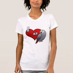 J'aime mon T-shirt de dames de gris africain de
