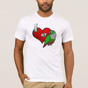J'aime mon T-shirt vert de Cheeked Conure