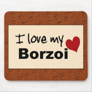 J'aime mon tapis de souris de barzoï