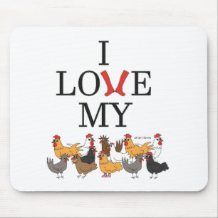 J'aime mon tapis de souris de poulets