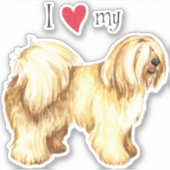 J'aime mon tiroir tibétain Terrier Vinyl Sticker (Devant)