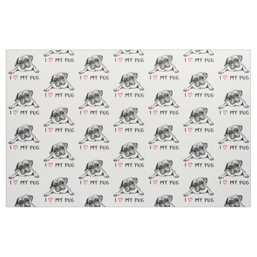 J'aime mon tissu de carlin (Fat Quarter)