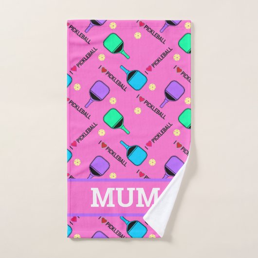 J'aime Pickleball rose (Serviette à main)