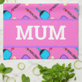 J'aime Pickleball rose serviette de cuisine (Plié)