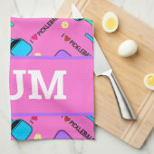 J'aime Pickleball rose serviette de cuisine (Quart Plié)