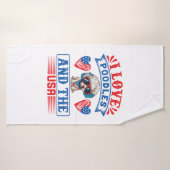 J'aime Poodles et les USA 01 (Serviette de bain)