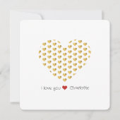 J'aime Toi Cœurs Dorés Carte Minimaliste Plate (Devant)