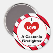 J'aime un aimant de pompier Gastonia (Recto/Verso)