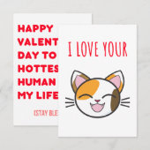 J'aime votre carte de jour de valentines chatte (Devant / Derrière)