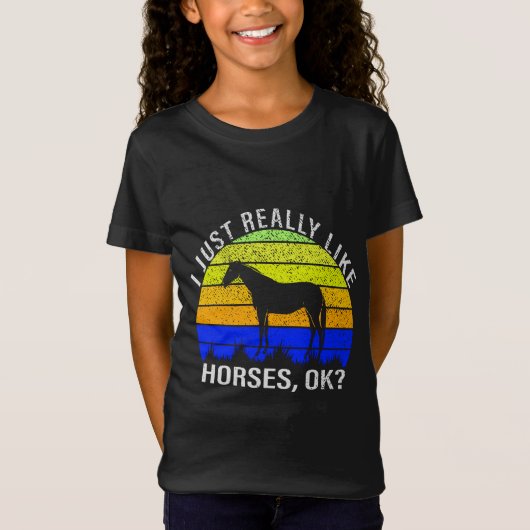 J'aime vraiment les chevaux en T-shirt bleu et jau (Devant)