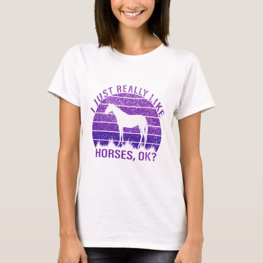 J'aime vraiment les chevaux en T-shirt violet (Devant)