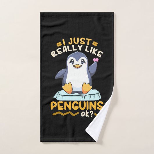 J'Aime Vraiment Les Pingouins (Serviette à main)