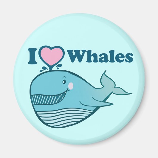 J'aime Whales Magnet (Devant)