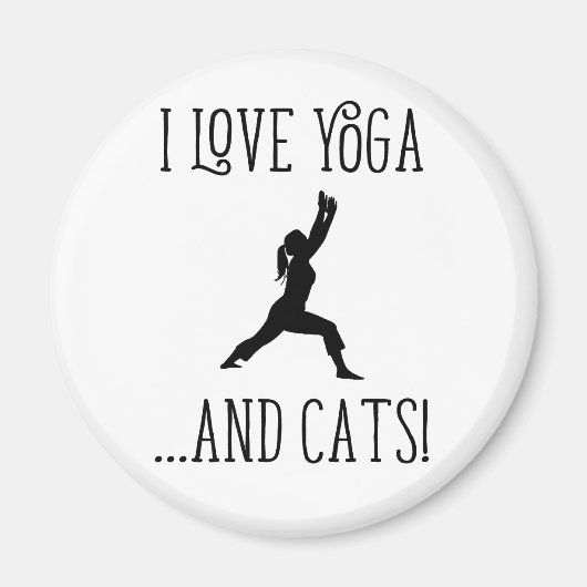 J'aime Yoga et chats Black Letters Magnet (Devant)