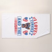 J'aime Yorkies et les USA 01 (Serviette de bain)