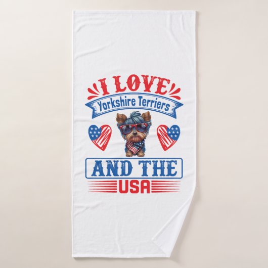 J'aime Yorkshire Terriers et les USA 01 (Serviette de bain)