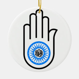 Jainisme Symbool Hand and and Wheel Reading Ahimsa Keramisch Ornament