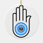 Jainisme Symbool Hand and and Wheel Reading Ahimsa Keramisch Ornament (Achterkant)