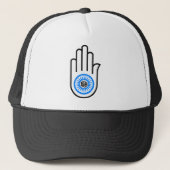 Jainisme Symbool Hand and and Wheel Reading Ahimsa Trucker Pet (Voorkant)