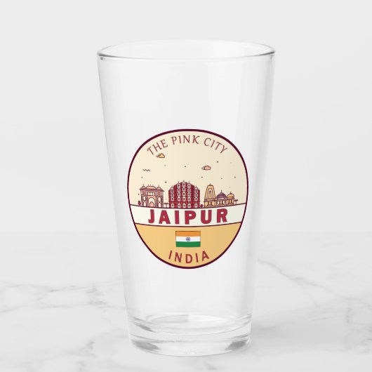Jaipur India City Skyline Embleem Glas (Voorkant)