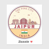 Jaipur India City Skyline Embleem Sticker (Vel)