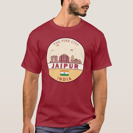 Jaipur India City Skyline Embleem T-shirt (Voorkant)