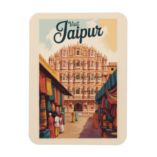 Jaipur India Hawa Mahal Illustratie Reiskunst Magneet