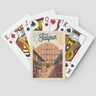 Jaipur India Hawa Mahal Illustratie Reiskunst Pokerkaarten