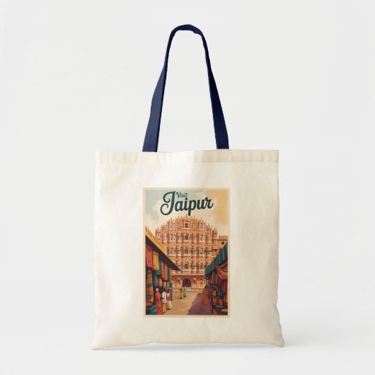 Jaipur India Hawa Mahal Illustratie Reiskunst Tote Bag (Voorkant)