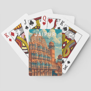 Jaipur India Illustratie Reizen Art Vintage Pokerkaarten