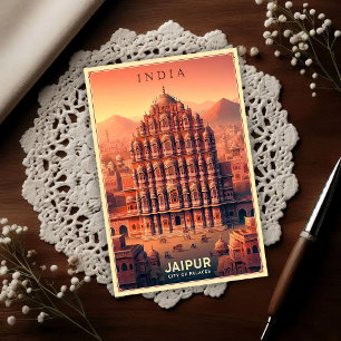 Jaipur India - Stad van de Paleizen Vintage Reis Briefkaart