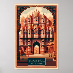 Jaipur India - Stad van Paleizen Vintage Travel Poster