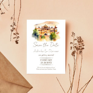 Jaipur paleis Indiase bruiloft Save the date Kaart