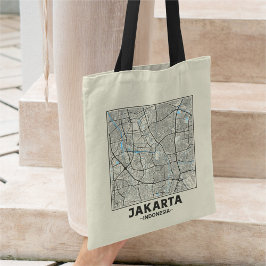 Jakarta, Indonesia, City Map Tote Bag