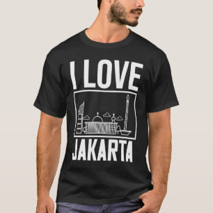 Jakarta Indonesia City Skyline Map Travel T-shirt