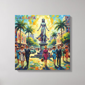 Jakarta Indonesia Monument Square Stretched Canvas Afdruk