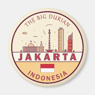 Jakarta Indonesië City Skyline Embleem Magneet