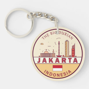 Jakarta Indonesië City Skyline Embleem Sleutelhanger