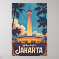 Jakarta Indonesië Illustratie Reis Kunst Vintage