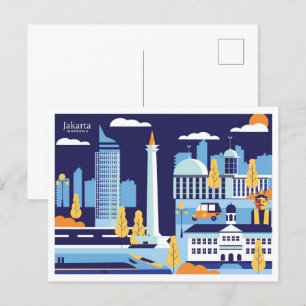 Jakarta Indonesië reisplaats illustratie Briefkaart