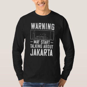 Jakarta Indonesië Stad Silhouet Kaart Reizen T-shirt
