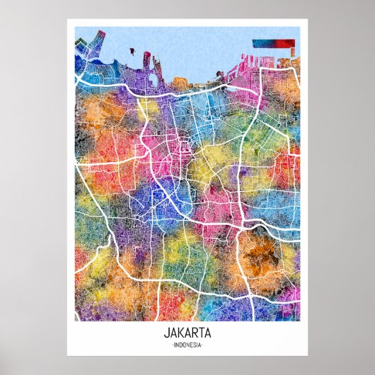 Jakarta Indonesië Stadsplattegrond Poster (Voorkant)