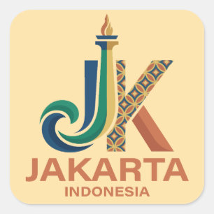 Jakarta Indonesië Zuidoost-Azië Vierkante Sticker