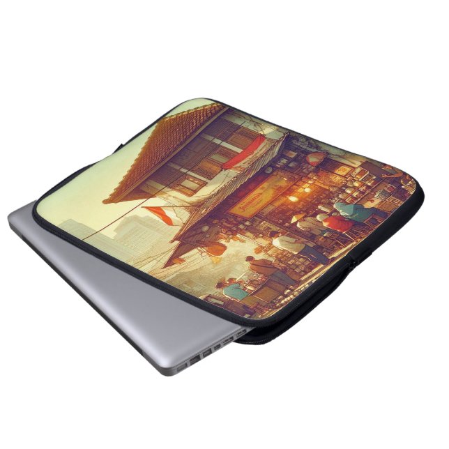 Jakarta Street Coffee Shop  Laptop Sleeve (Voorkant onderkant)