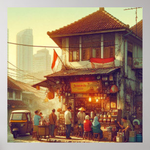 Jakarta Street Coffee Shop Poster