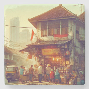 Jakarta Street Coffee Shop Stenen Onderzetter